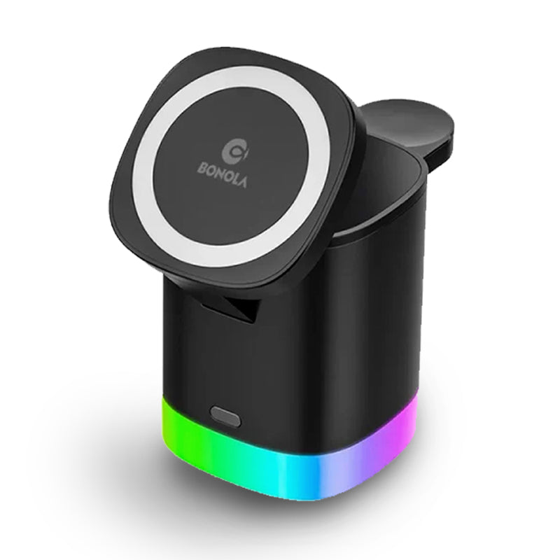 3-in-1 Magnetic Wireless Charger Stand with LED Light for Apple Devices
