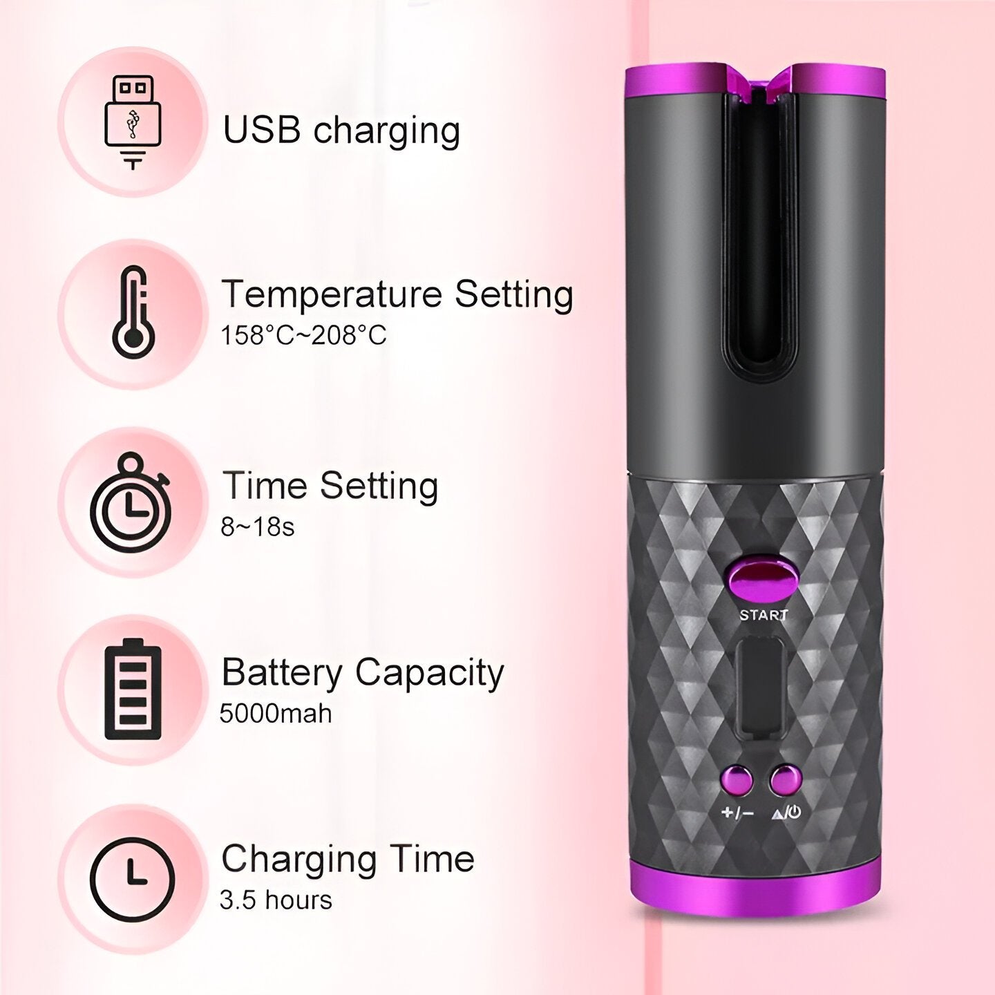 Automatic Wireless Hair Curler USB Rechargeable