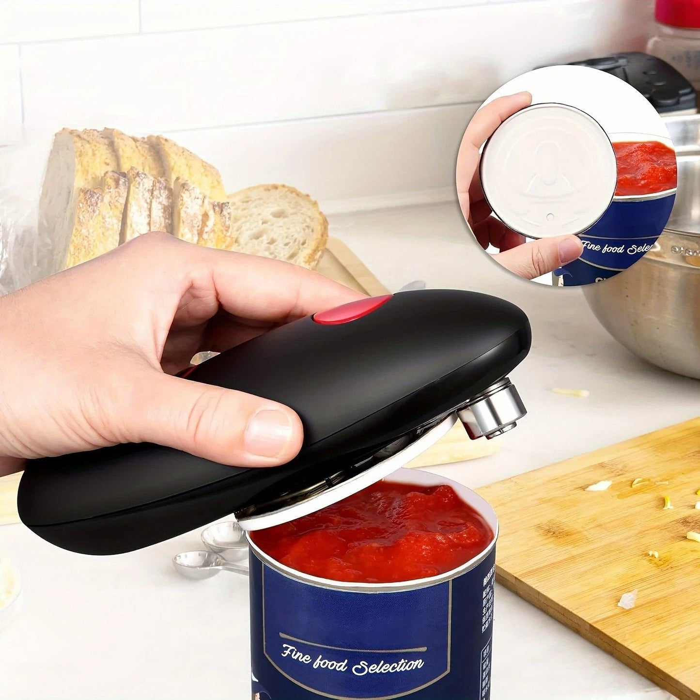 Automatic Electric Jar and Can Opener with Touch Operation and Safe Edges