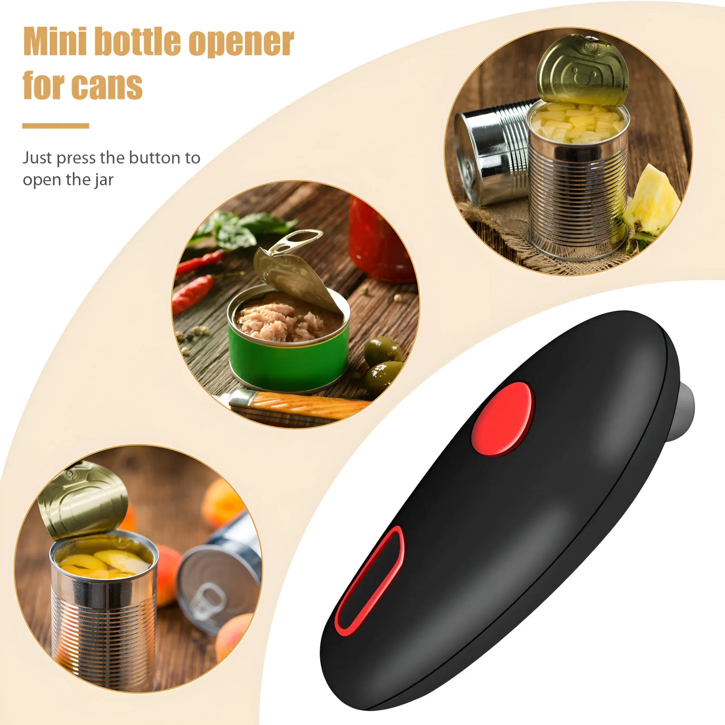 Automatic Electric Jar and Can Opener with Touch Operation and Safe Edges